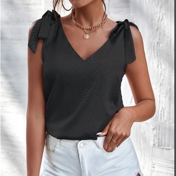 Satin black cheetah tank top - Picture 1 of 2